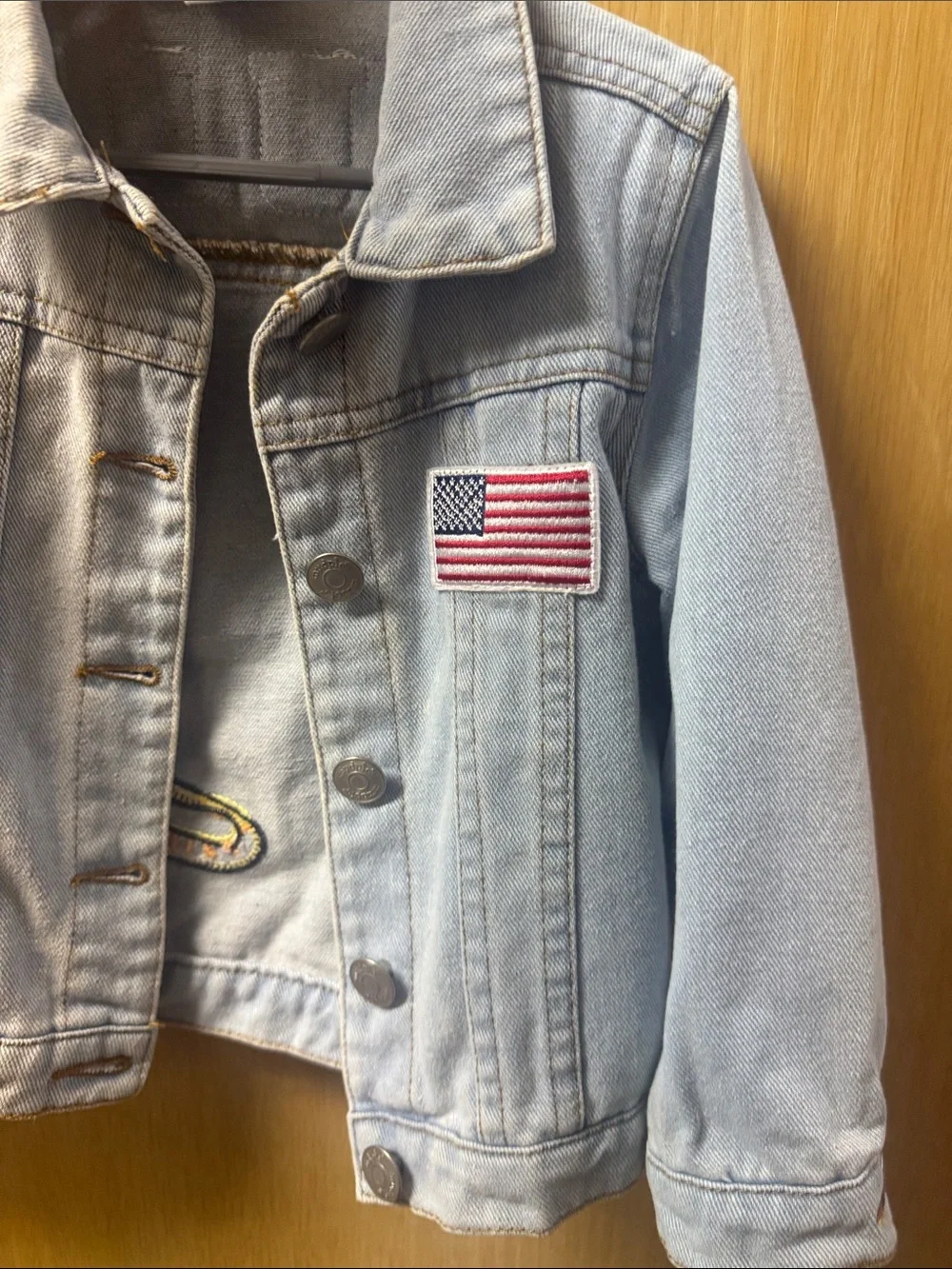 Mud Pie Light Blue Denim Jacket with Sporty Patches